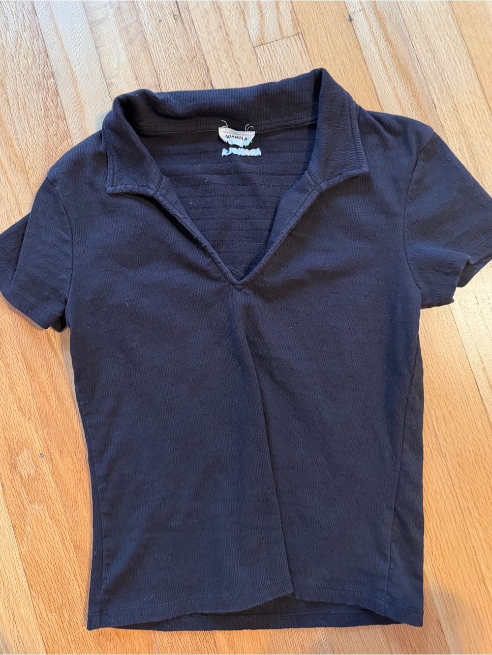 Adanola Brown Short Sleeve V-Collar Polo Tee
